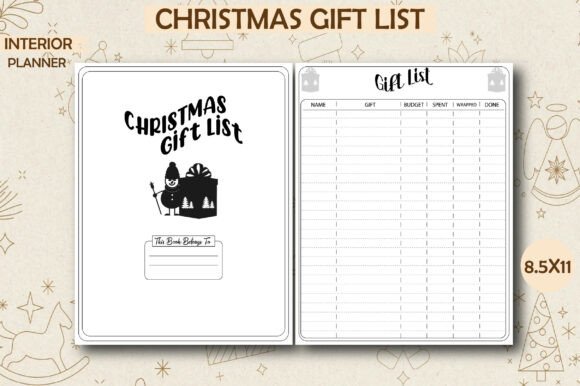 Christmas Gift List Planner Interior 8.5X11 – A Practical Tool for the Holiday Season