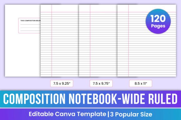 Composition Notebooks- Wide Ruled Canva: A Reliable Choice for Organized Writing