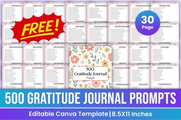 Free 500 Gratitude Journal Prompts
